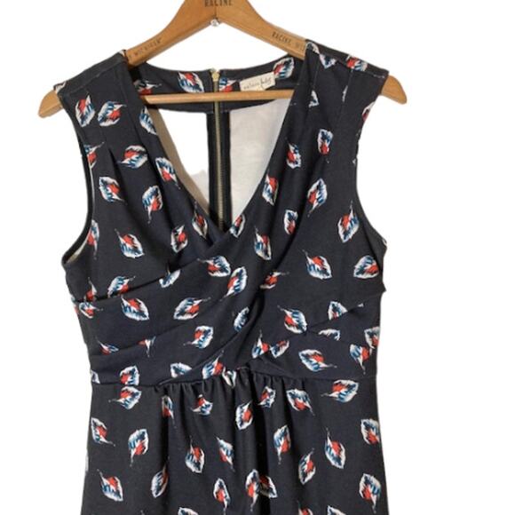 Black FEATHER Pattern Dress - Maison Jules - Sleeveless Surplice Dress - M - Picture 2 of 8